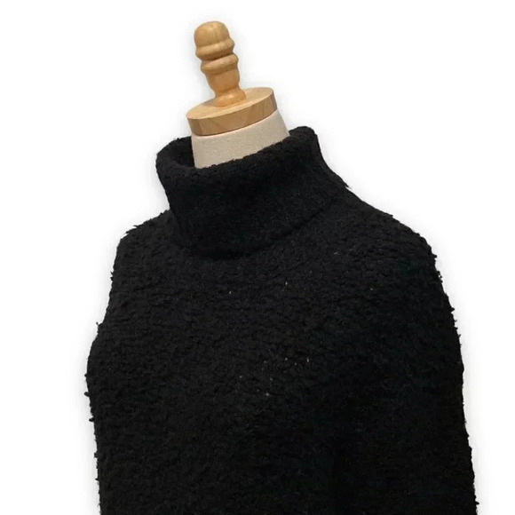 Aritzia Wilfred Alpaca Wool Blend Black Cowl Neck Boucle Sweater Dress Size M - Picture 4 of 7